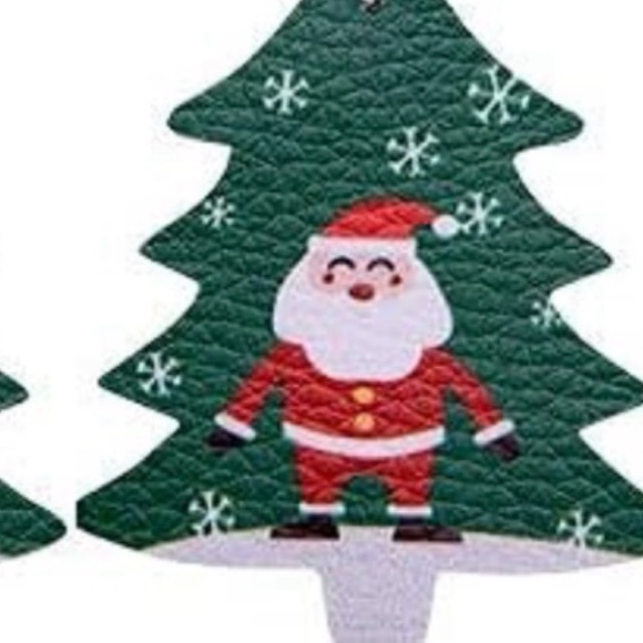Santa Christmas Tree Faux Leather Earrings - Picture 2 of 7